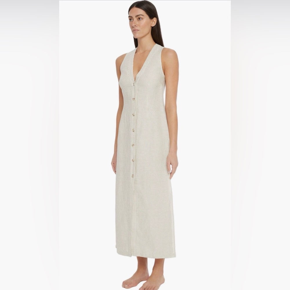 Onia Cream Ribbed Button-Front Maxi Dress - Picture 3 of 5